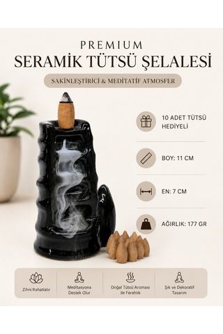 Tütsü Hediyeli Seramik Tütsü Şelalesi