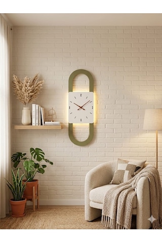 Berlin Ahşap Salon Duvar Saati Pilli Ledli Quartz Ultra Sessiz Mekanizma 28 Cm X 85 Cm Bej