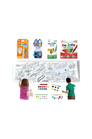 Carioca 4'lü Boyama Seti +lino Yapışkanlı Boyama Kağıdı 200x30 Cm Sea World