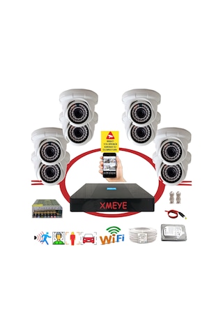 8' Li 5 Megapiksel Sony Lens 1080p 36 Ir Led İç Mekan Plastik Kasa Güvenlik Kamerası Seti Bs D136b