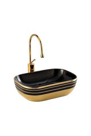 Lena Ex4700As Tezgah Üstü Lavabo Siyah - Altın