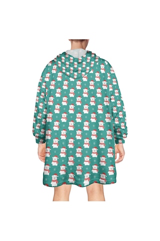 Noel Temalı Unisex Giyilebilir Battaniye Hoodie, Kalın Peluş, Kollar Ve Büyük Cep Bej