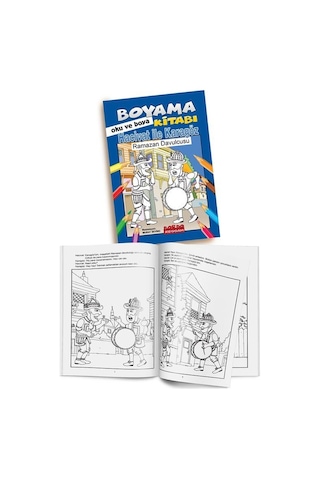 Hacivat ile Karagöz Ramazan Davucusu - Boyama Kitabı Oku ve Boya- Bordo Ressam