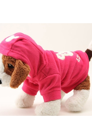 Köpek İçin Polarlı Kışlık Pembe Sweat Love Red & Blue