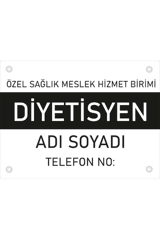Kişiye Özel Diyetisyen Pvc Levha 40x30 Cm