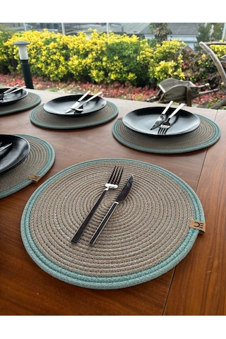 6 Lı Yuvarlak Supla Takımı Kolay Temizlenebilir, Modern Sofralar İçin Yeşil - Kahverengi