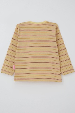 Breeze Kız Bebek Uzun Kollu Tişört Patlı Renkli Çizgili 9 Ay-3 Yaş, Krem Krem