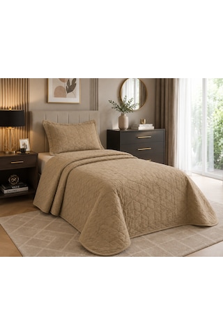 Kapreo Home Dinarsu Ruby Tek Kişilik Yatak Örtüsü Mocha 240x260 Cm Hardal Sarısı
