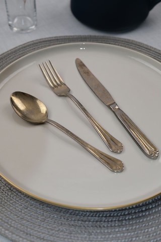 Lugga Maya Eskitme Gold Tatlı Çatal Kaşık Bıçak Takımı 18 Parça Altın