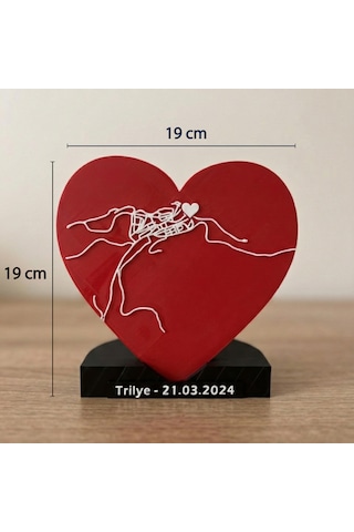 3d Tasarım Kalp Formunda Şehir Konum Haritası Dekoratif Masa Üstü Aksesuarı 19 Cm