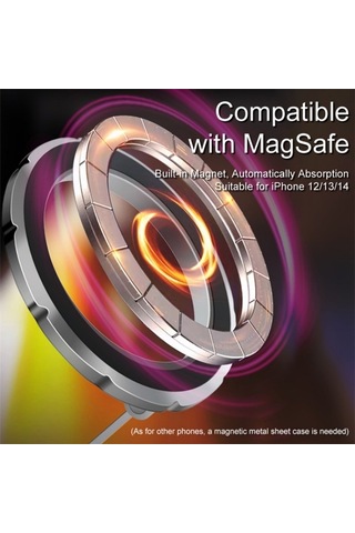 Sones G118 1080 Derece Dönen Katlanır Manyetik Telefon Tutucu Pano Vantuz Araç Montajı Gümüş