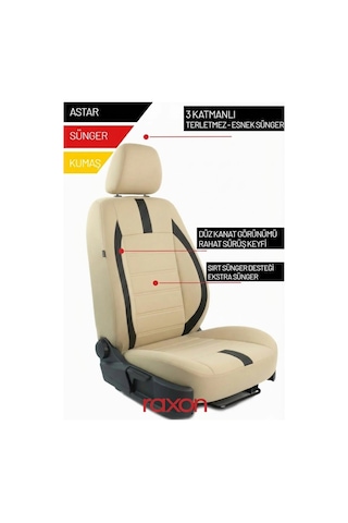Ford C-max Neptune Series 2+1 Uyumlu Tay Tüyü Oto Koltuk Kılıfı - Premium Şık Ve Konforlu Tasarım Krem
