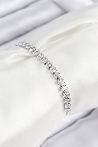 Pirinç Zirkon Taşlı Damla Model Gümüş Renk Asansörlü Kadın Bileklik - Tj-bb7740 Diğer