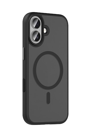 Apple Uyumlu iPhone 17 Kılıf Mat Arka Yüzey Wireless Şarj Özellikli Zore Flet M-safe Kapak Siyah