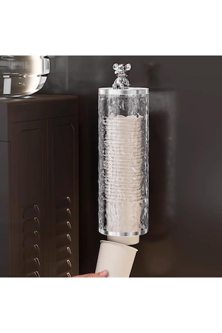 Sunup Sn-27110 Kendinden Yapışkanlı Plastik - Karton Bardak Dispenseri Şeffaf