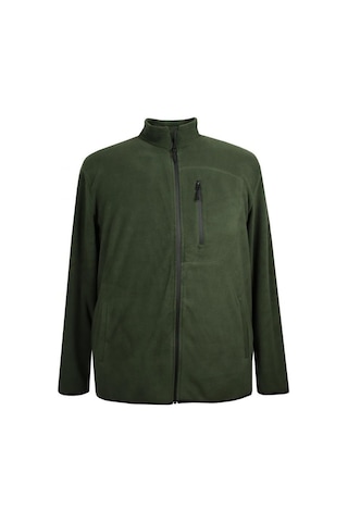 Erkek Büyük Beden Dik Yakalı Fermuarlı 122 Kg-172 Kg Arası İçin Uygun Bedenli Polar Sweat Mont Haki Yeşil