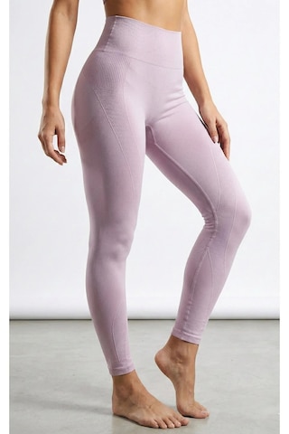 Ayle Moda Yüksek Bel Seamless Spor Tayt Nefes Alan Örme Kumaş Koyu Pembe