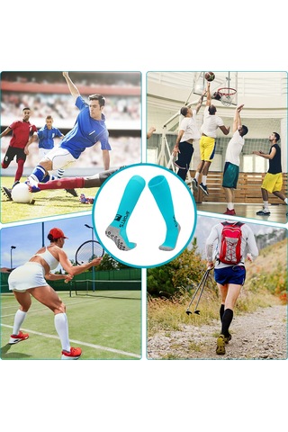 Qingmipy Uzun Kollu Spor Çorap Antibakteriyel Kayma Önleyici Futbol Basketbol Tüm Sporlar İçin Erkek Kadın Üniversal Beyaz Beyaz