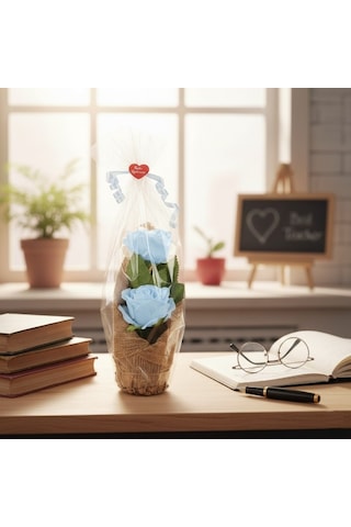 Kraponlu Çiçek Aranjmanı - Öğretmenler Günü Hediyesi