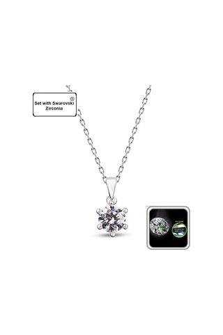 Kuyumcudukkani 4mm Zirconia Taşlı"tektaş"kolye - 32114-w-w Beyaz