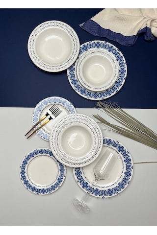 Tabak Evi Bonsai Blue Garden Porselen Yemek Takımı 4 Kişilik 16 P