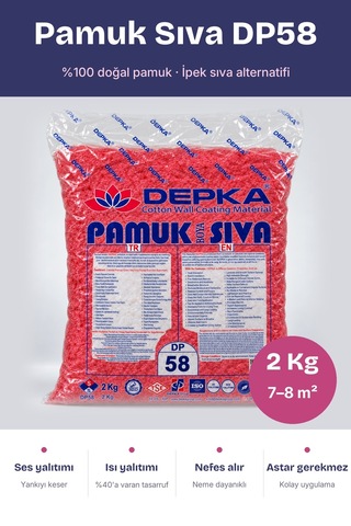 Depka Pamuk Sıva Dp58 2 Kg 7-8 M² İpek Sıva Alternatifi Isı Ve Ses Yalıtımlı Dekoratif Sıva