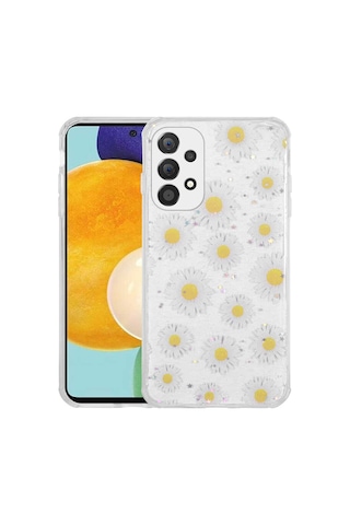 Zore Samsung Galaxy Uyumlu A33 5g Kılıf Simli Desenli Kamera Korumalı Parlak Omsy Popy Kapak - Papatya