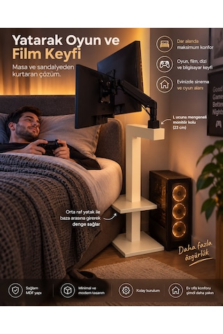 Yatak Setup Monitör Standı Dar Alanda Çok İş