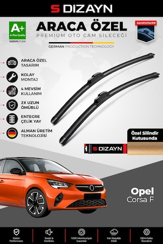 S-dizayn Opel Corsa F Ön Cam Silecek Seti 2019 Üzeri Premium Araca Özel 60-40 Cm A+ Kalite