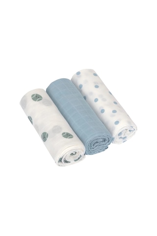 Lassig Tiny Team 3'lü Ultra Yumuşak Dokulu Müslin Örtü Seti 80 X 80cm Pale Blue