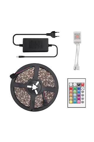 Rgb Şerit Led Set Kumandalı Adaptörlü Renk Renk Çok Renkli Led