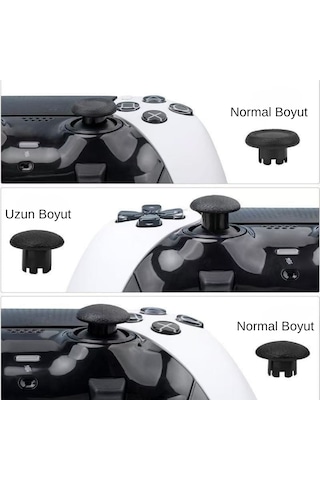 Ps5 Edge Uyumlu Profesyonel 6'sı 1 Arada Değiştirilebilir Analog Topuz Seti - Farklı Boyut Ve Yüzey Seçenekli Joystik Mantar Başlık Siyah