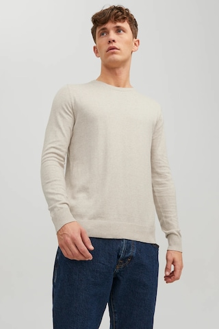 Jack & Jones Erkek Basic Krem İnce Triko Kazak - 12208364 Krem