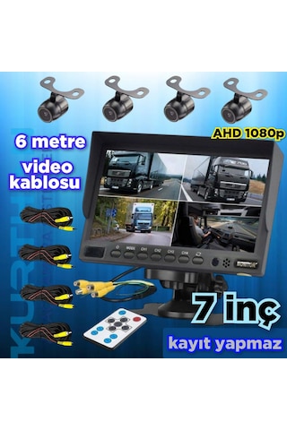 Kayıtsız 7 İnç Ekran 4 Adet Ahd 1080p Kamera Seti 12 Volt