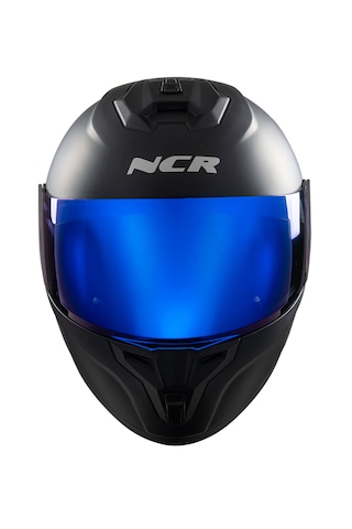 Ncr Rapid Mavi Cam Kapalı Kask Ece Belgeli Mat Siyah