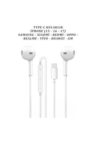 Apple Uyumlu iPhone 15-16-17 Usb-c Kulaklık, Samsung - Redmi Uyumlu Type-c Mikrofonlu Kulaklık 00
