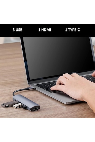 5in1 Type-c To Usb Hub 5 Port Çoklayıcı Laptop Macbook Air İçin Uyumlu Çoğaltıcı Usb 3.0/hdmı/t