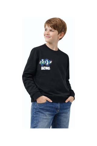 Baglan Erkek Çocuk Önü Arkası Baskılı Sweatshirt Bgl-st05236 Siyah