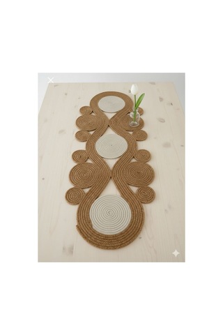 Jüt, Hasır,sarmal Model, Dekoratif Masa Örtüsü, Runner 40x110 Cm, Sehpa Örtüsü, Bohem Tarzı Hasır Krem Hasır Krem