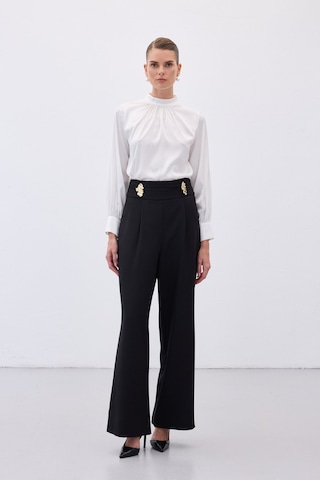 Sateen Bel Aksesuarlı Pantolon - Siyah-136488 Siyah