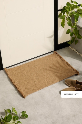 Ocean Home Textile Saçaklı Jüt Halat Çok Amaçlı Dekoratif İç Dış Kapı Önü Paspası 74 x 50 CM Kahverengi