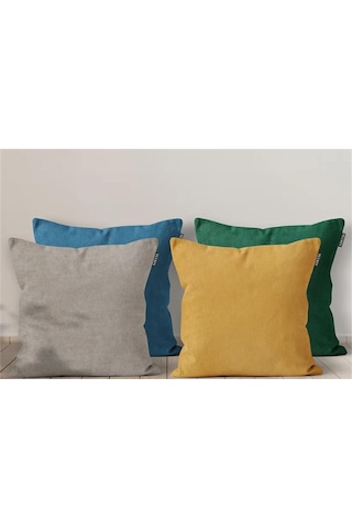 4'lü Kadife Dokulu Kırlent Kılıfı Renkli-1977 - Renkli