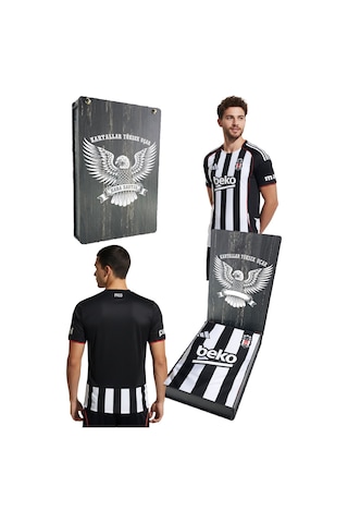Beşiktaş Lisanslı 25/26 Siyah Beyaz Çubuklu Forma Lazer Kutu Siyah - Beyaz - Kırmızı