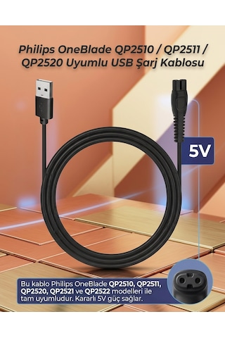 My Polo Tıme Philips Oneblade Pro Qp6552 Uyumlu 5v Usb Şarj Kablosu