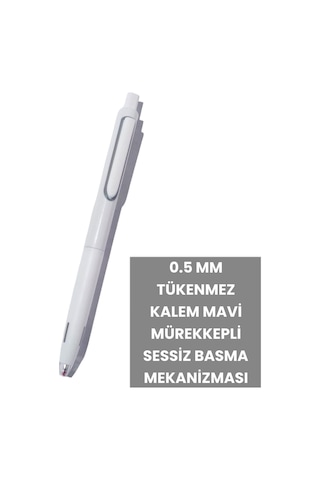 0.5 Mm Tükenmez Kalem Mavi Mürekkepli Sessiz Basma Mekanizması Amerikan Markası Writech Üretim Pembe