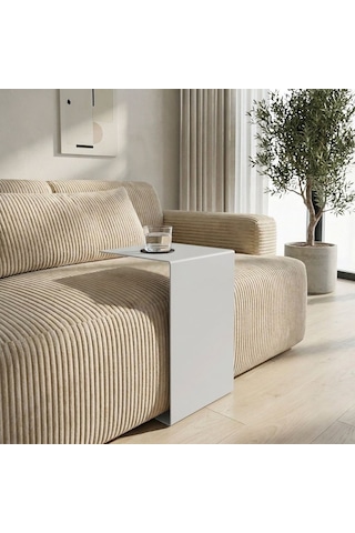 Metal Koltuk Üstü C Sehpa Modern Minimal Yan Sehpa Gri