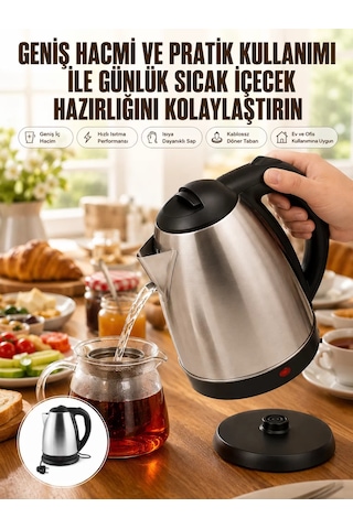 Northcity Kettle Su Isıtıcı 2000w 1.8l Paslanmaz Çelik C F Priz Uyumlu - 220-240v