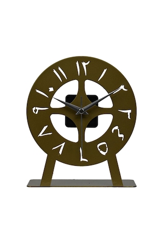 Arabic Model Metal Lazer Kesim Akar Sessiz Mekanizmalı Masa Saati Gold