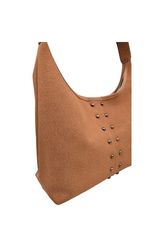 Kadın Zımba Detaylı Süet El Ve Omuz Çantası - Taba Taba