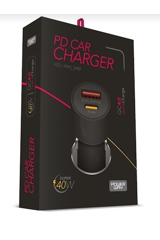 Powerway Cc40 40w Hızlı Şarj - Usb Ve Pd Çıkışlı Araç Şarj Aleti